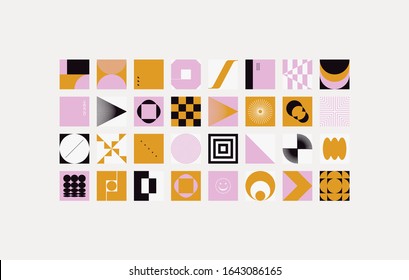 Abstract vector shapes collection of naive hand-drawn elements and simple geometrical forms, useful for web design, poster art, textile design, decorative print, invitation letter, background.