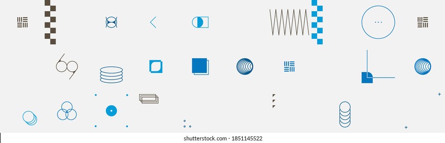 Abstract vector shapes collection of naive hand-drawn elements and simple geometrical forms, useful for web design, poster art, textile design, decorative print, invitation letter, background.