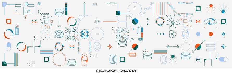 Abstract vector shapes collection of naive hand-drawn elements and simple geometrical forms, useful for web design, poster art, textile design, decorative print, invitation letter, background.