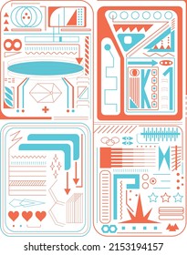 Abstract vector shapes collection of  simple geometrical forms, useful for web design, poster art, textile design, decorative print, invitation letter, background.