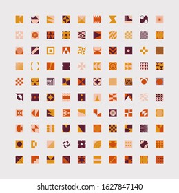 Abstract vector shapes collection of various graphics elements and simple geometrical forms, useful for web design, poster art, textile design, decorative print, invitation letter, background.
