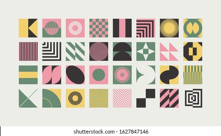 Abstract vector shapes collection of various graphics elements and simple geometrical forms, useful for web design, poster art, textile design, decorative print, invitation letter, background.