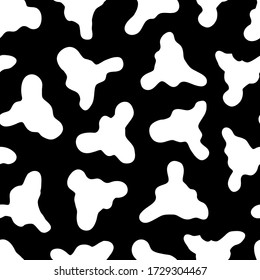 Abstract vector shapes. Seamless pattern. White spots on a black background.