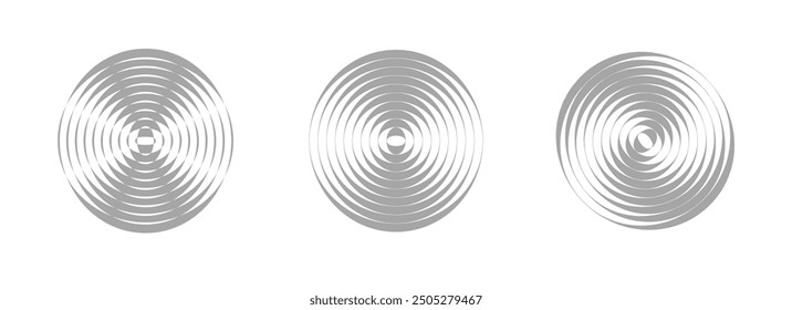 Abstract vector shapes. Various radial waves. Half-tone shiny disks.