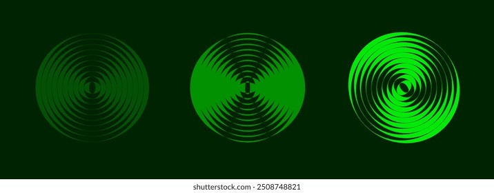 Abstrakte Vektorformen. Verschiedene Radialwellen. Halbton glänzende Discs.