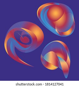 Abstract vector shapes for web design in retro neon style.