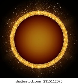 Abstract vector shining background with sparkle golden round banner for design