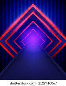 Abstract vector shining blue neon, geometric background for design