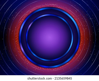 Abstract vector shining blue, orange background with bokeh and round banner for design 
