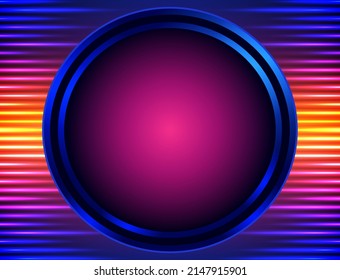 Abstract vector shining blue, orange background with lines and round banner for design 