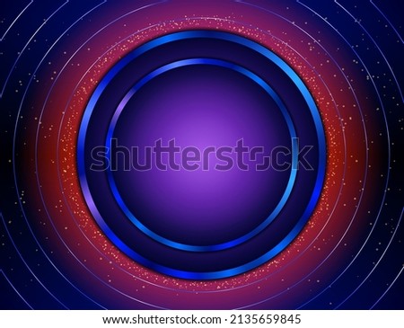 Abstract vector shining blue, orange background with bokeh and round banner for design 