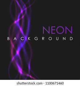 Abstract vector shining wave background. Purple and pink neon line. Mysterious design.