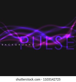 Abstract vector shining wave background. Purple and pink neon line. Mysterious design.