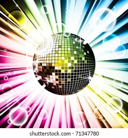 Abstract vector shiny background with disco ball.