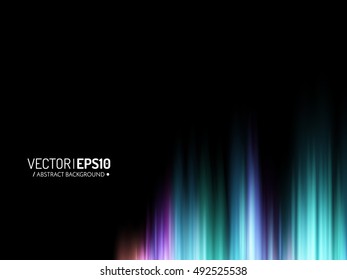 Abstract vector shiny background with glow colorful sound wave