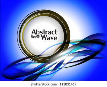 Abstract vector shiny blue wave with beautiful editable circle.