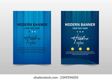 Abstract Vector Shiny Gradient Striped Blue Banner Template, can be used for business designs, presentation designs or any suitable designs.