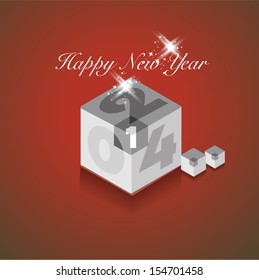 Abstract vector shiny new year card design in red color background.