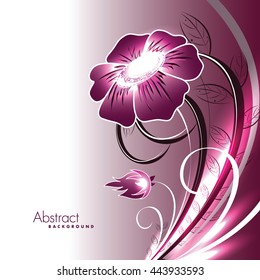 Abstract Vector Shiny Pink Flower.