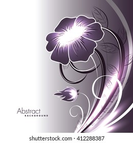 Abstract Vector Shiny Purple Flower.
