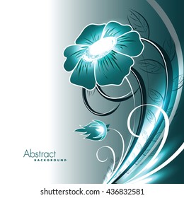 Abstract Vector Shiny Turquoise Flower.