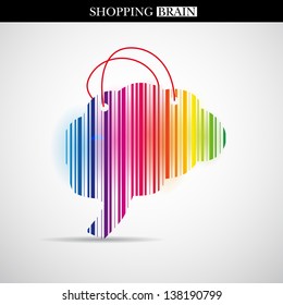 Abstract vector shopping brain made from bar-code - Sale theme