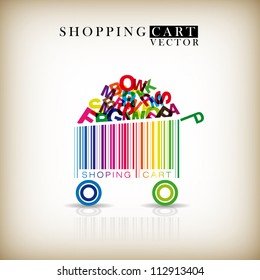 Abstract Vector Shopping Cart Made From Bar-code