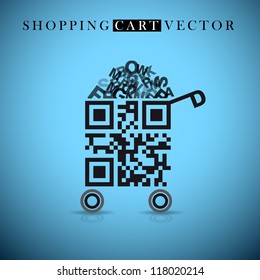 Abstract vector shopping cart made from QR-code