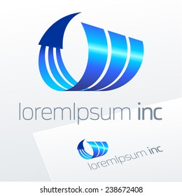 Abstract vector sign with arrow. Logo for Business, Technology, Corporation