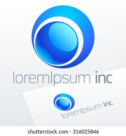 Abstract vector sign. Blue sphere. Logotype for Business, Corporation