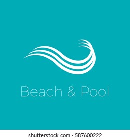 Abstract vector sign blue wave, beach and pool concept
