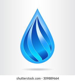 Abstract vector sign in drop and ribbon shape. Template for logotype.