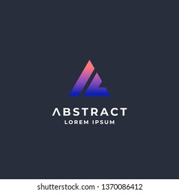 Abstract Vector Sign, Emblem or Logo Template. Colorful Gradient Pyramid on a Dark Background. A and L letters Monogram.
