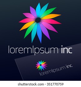 Abstract vector sign with flower. Logo for Cosmetics, Fashion