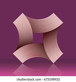 Abstract  vector sign with guilloche. Decorative element of many thin wavy lines color.