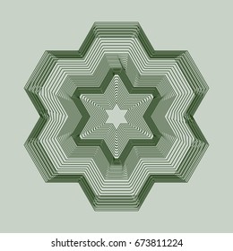 Abstract  vector sign with guilloche. Decorative element of many thin straight lines color on a color background.