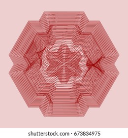 Abstract  vector sign with guilloche. Decorative element of many thin straight lines color on a color background.