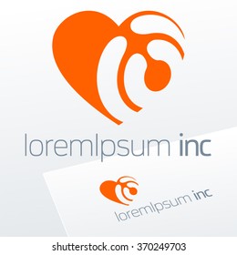 Abstract vector sign with heart. Logo for Fashion, Cosmetics