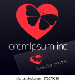 Abstract vector sign with heart. Logo for Fashion, Cosmetics