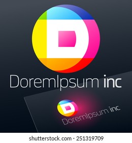 Abstract vector sign. Logo for Business, Technology, Corporation. Letter D