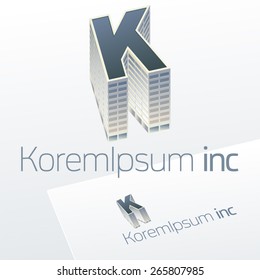 Abstract vector sign. Logo for Business, Building. Letter K 