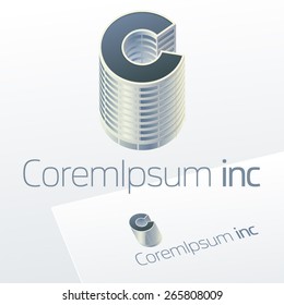 Abstract vector sign. Logo for Business, Building. Letter C 