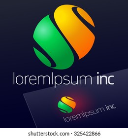 Abstract vector sign. Logo for Business, Media, Technology on dark background