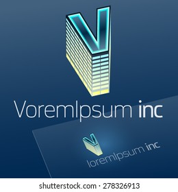 Abstract vector sign. Logotype for Business, Building. Corporation. Letter V