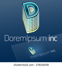 Abstract vector sign. Logotype for Business, Building. Corporation. Letter D