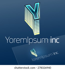 Abstract vector sign. Logotype for Business, Building. Corporation. Letter Y