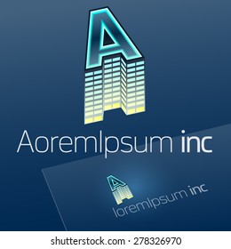 Abstract vector sign. Logotype for Business, Building. Corporation. Letter A