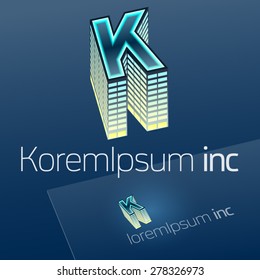 Abstract vector sign. Logotype for Business, Building. Corporation. Letter K
