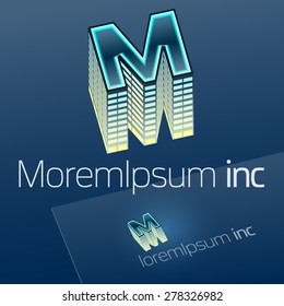 Abstract vector sign. Logotype for Business, Building. Corporation. Letter M