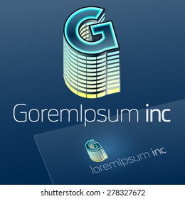 Abstract vector sign. Logotype for Business, Building. Corporation. Letter G
